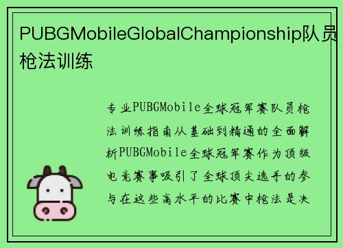 PUBGMobileGlobalChampionship队员枪法训练