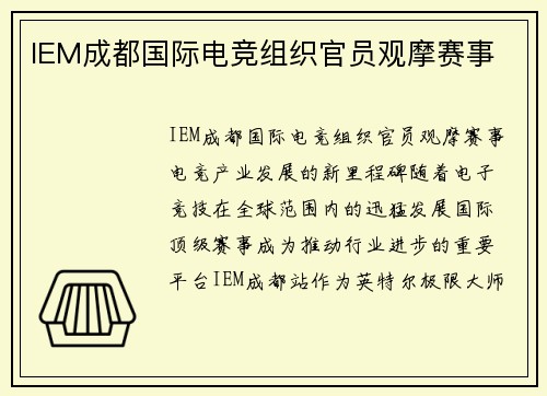 IEM成都国际电竞组织官员观摩赛事